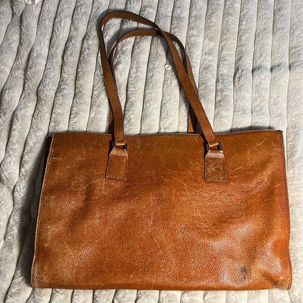 Genuine distressed leather tote bag
